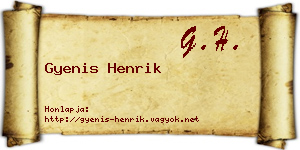 Gyenis Henrik névjegykártya